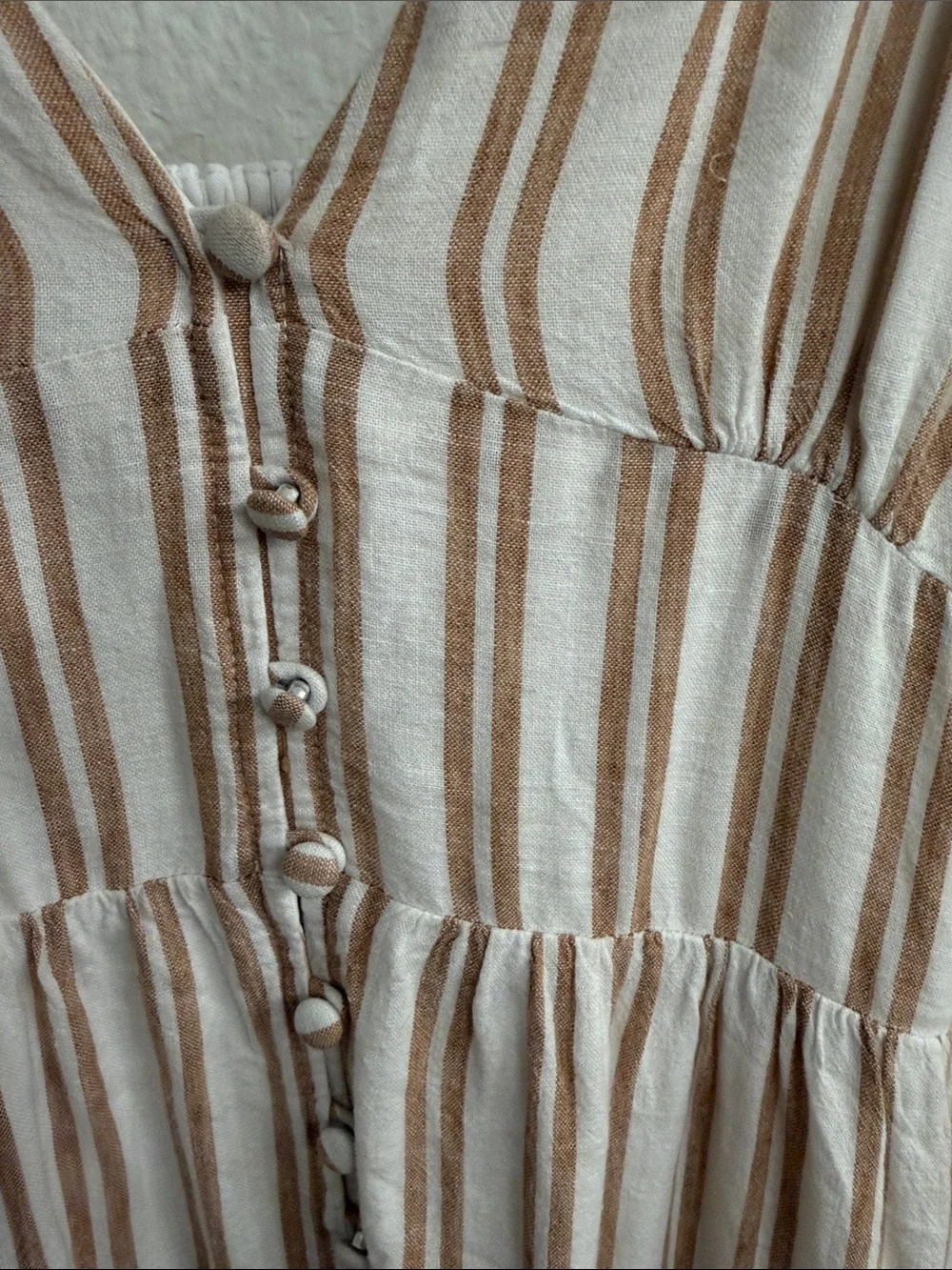 Abercrombie & Fitch Cream and Tan Striped Maxi Dress